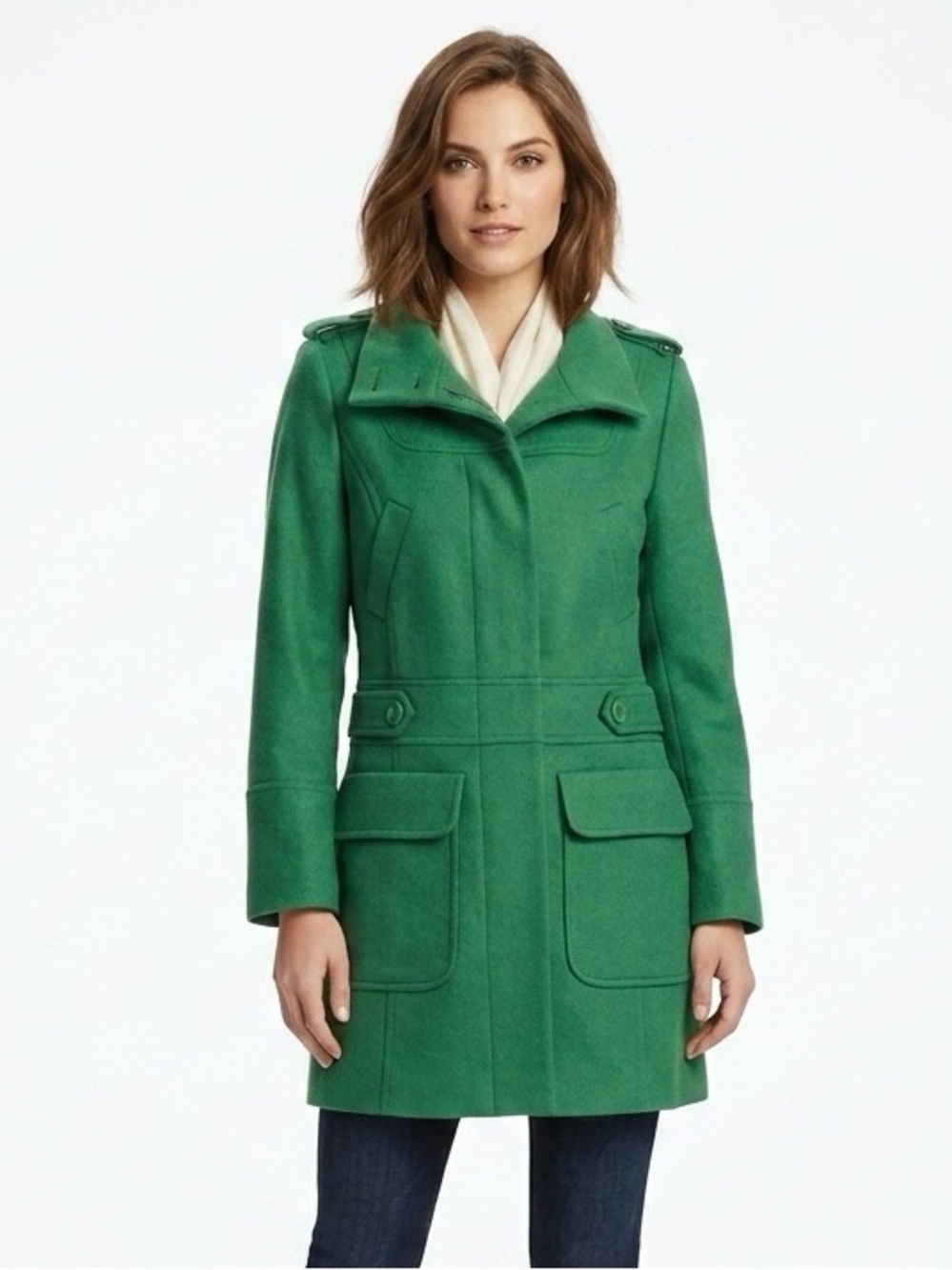 David Barry Women’s Green Wool Mix Coat - Size 8 - NWT